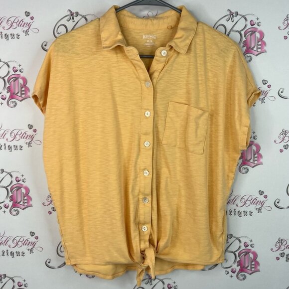 Buffalo David Bitton Mustard Button-Down Shirt yellow orange pockets collar - Picture 1 of 9